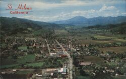 St. Helena, California Located in a Valley of Famous Vineyards. Mt. St. Helena Shows In the Distance Postcard