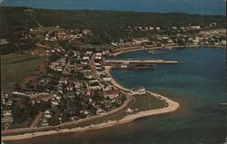 Aerial View of Mackinac Island Harbor Postcard