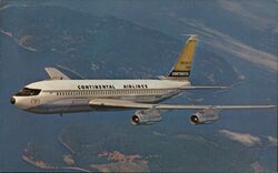 Continental Airlines Golden Jet 720B Fan Jet Postcard