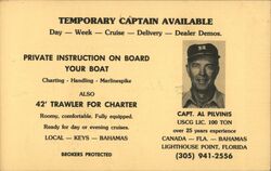 Captain Al Pilvinis - Temporary Captain Available - Private Instruction on Board Your Boat Postcard