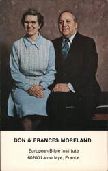 Don & Frances Moreland- European Bible Institute Wheaton, IL Religious Postcard Postcard Postcard