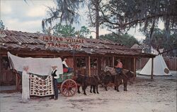 Latest fashions from the Reservation arrive by Mule Train at the Indian Trading Post Postcard