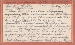 Edna C. Nahl - Private Mailing Card 362 Redwood Ave Corte Madera, CA Postcard Postcard Postcard