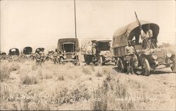 Truck Train in the Wilds of Mexico, Border War Postcard