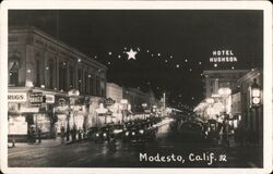 Business District at Night Postcard