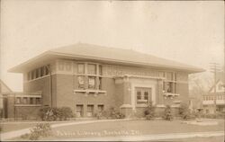 Exterior View of the Public Library Rochelle, IL Postcard Postcard Postcard