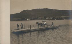 Horse and Carriage Being Ferried Across Lake Postcard