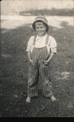 Child in Overalls and Hat Postcard