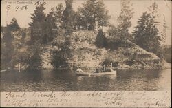 Lake in Centerville, People on Canoe Postcard