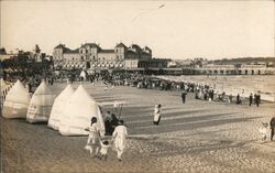 Pocitos beach and tents Montevideo, Uruguay Postcard Postcard Postcard