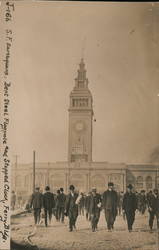 Ferry Building with Bent Steel Flagpole and Stopped Clock after Earthquake San Francisco, CA Postcard Postcard Postcard