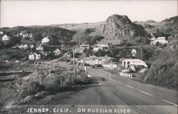 Town and Street View - On Russian River Postcard