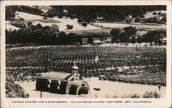 Church Shaped Like a Wine Barrel. Italian Swiss Colony Vineyards. Asti, California Postcard Postcard Postcard