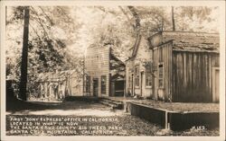 First Pony express Office in California in Big Trees Park Santa Cruz Mountains Postcard Postcard Postcard