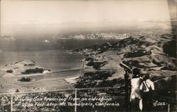 Viewing San Francisco from elevation of 2597 feet atop Mt. Tamalpais, California Postcard Postcard Postcard