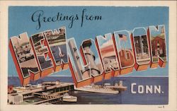 Greetings from New London Connecticut Postcard Postcard Postcard