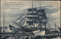 Whaling Bark Josephine "Drying Sails" Postcard