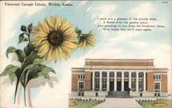 Fairmount Carnegie Library - Flower and Poem Postcard