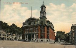 City Hall and Court House Postcard