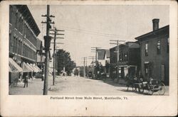 Portland Street from Main Street Morrisville, VT Postcard Postcard Postcard