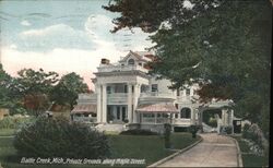 Private Grounds Along Maple Street Battle Creek, MI Postcard Postcard Postcard