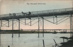 The Elevated Drive-way. Wagon Bridge acroos the Stanislaus River Postcard