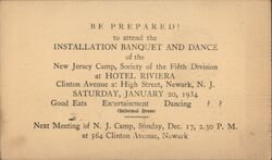 Installation Banquet and Dance Invitation Postcard