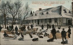 Delivering Fur (Fifty Years Ago) to the Hudson's Bay Co. at Lower Fort Garry Postcard