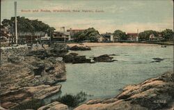 Beach and Rocks in Woodmont Postcard