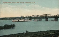 Steamer Going Through Railroad Bridge Postcard