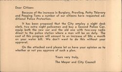 Note about Crime from Mayor Vinita, OK Postcard Postcard Postcard