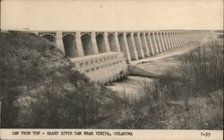 Dam From the Top -Grand River Dam Disney, OK Postcard Postcard Postcard