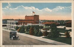 Auditorium and Parker Plaza Vinita, OK Postcard Postcard Postcard