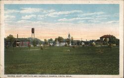 Sacred Heart Institute and Catholic Churh Vinita, OK Postcard Postcard Postcard