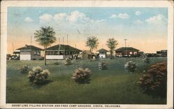 Short Line Filling Station and Free Camp Grounds Postcard