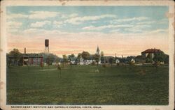 Sacred Heart Institute and Catholic Church, Vinita, Okla. Oklahoma Postcard Postcard Postcard