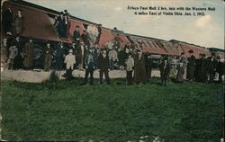 Frisco Fast Mall 3 hrs late with the Western Mail 6 miles East of Vinita Okla. Jan. 1, 1912 Oklahoma Postcard Postcard Postcard