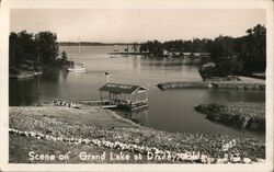 Scene on Grand Lake Disney, OK Grey Postcard Postcard Postcard