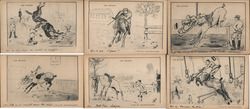 Set of 6: Les Buches French Horse Jumping Series Postcard