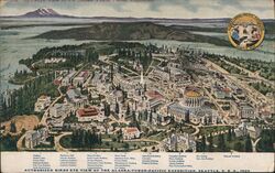 Authorized Bird's Eye View of the Alaska-Yukon-Pacific Exposition, Seattle, WA, 1909 Postcard