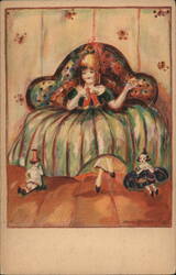 Erma Maison-Kurt Little Girl & Dolls Postcard Artist Signed Postcard Postcard Postcard