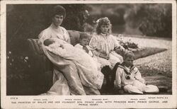 Princess of Wales and Her Sons Royalty Postcard Postcard Postcard