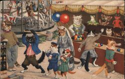 Dressed Cats Amusement Park Postcard