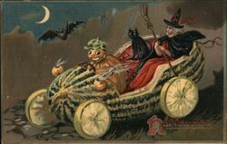 Halloween Watermelon Automobile Postcard Postcard Postcard