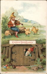 Easter Gnomes with Chicks Postcard Postcard