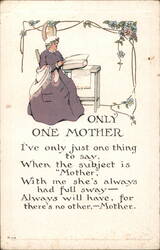 Only One Mother - Sweet Postcard Verse Postcard