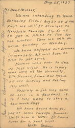 Letter to Mother from Ervin McDonald San Francisco, CA Postal Cards & Correspondence Postcard Postcard Postcard