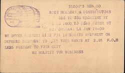 Bloom's Son Co. Rice Millers & Distributors New Orleans LA Louisiana Postcard Postcard Postcard