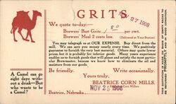 Beatrice Corn Mills GRITS Advertising Camel Postcard Postcard