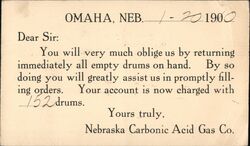 Omaha NE - Nebraska Carbonic Acid Gas Co. Postcard Postcard Postcard